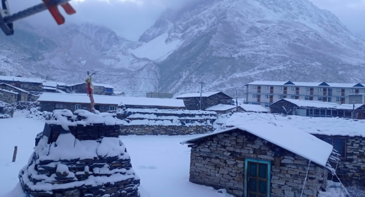 उत्तरी गोरखाको नुब्री भ्यालीमा भारी हिमपात